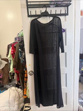 Black Sheer Midi Dress Cover-Up Rave fit